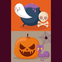 pumpkin with set icons halloween