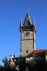 ancient clock tower in the city of Prague
