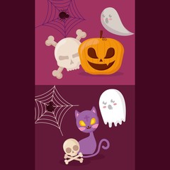 pumpkin with set icons halloween