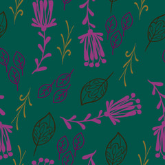 plants with violet ornaments on a dark green