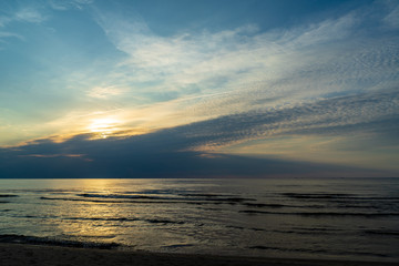 calm blue sunset over clear water in baltic sea