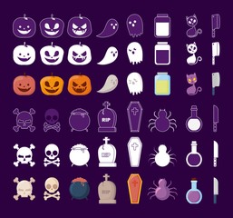 halloween celebration set icons