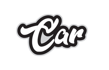 black and white car hand written word text for typography logo design