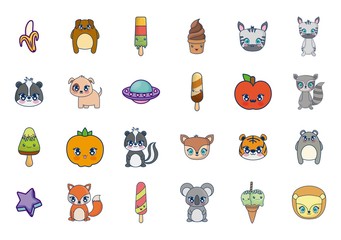 Obraz premium sweet and adorable kawaii set characters