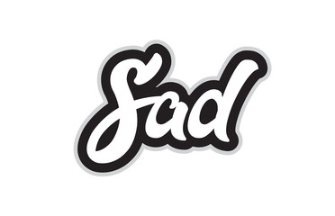 black and white sad hand written word text for typography logo design