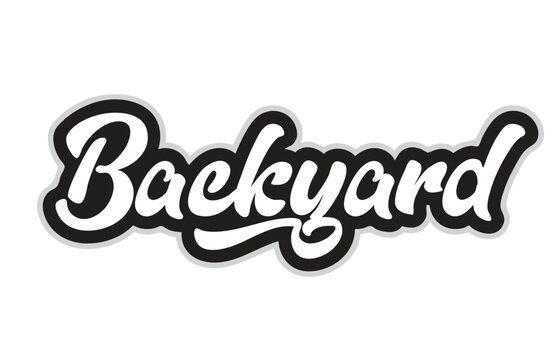 black and white backyard hand written word text for typography logo design