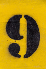 number stencil painted on background, number 9, number nine