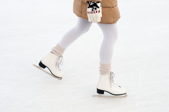 Woman skates outdoors