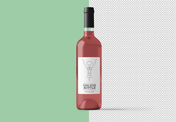 Pink Wine Bottle Mockup
