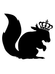 schwarz krone könig eichhörnchen nagetier süß niedlich sitzend comic cartoon design grauhörchen klein baum wald herbst nüsse clipart