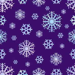 snowflakes watercolor seamless winter pattern, christmas background. vector illustration.