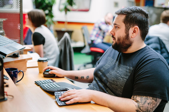 Various happenings at a technology company office