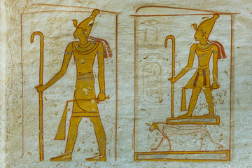 Wallpainting of the egyptian god Osiris