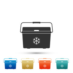 Cooler bag icon isolated on white background. Portable freezer bag. Handheld refrigerator. Set elements in colored icons. Flat design. Vector Illustration