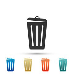 Trash can icon isolated on white background. Garbage bin sign. Set elements in colored icons. Flat design. Vector Illustration