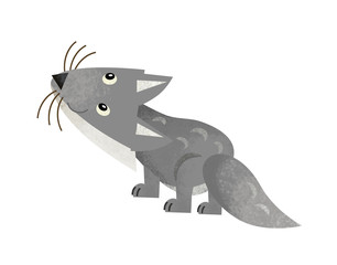 cartoon scene with funny wolf on white background - illustration for children
