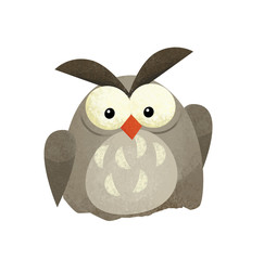cartoon scene with funny owl on white background - illustration for children