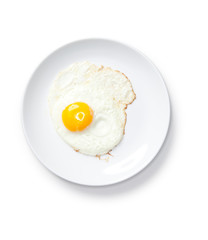 Fried Egg On White Plate