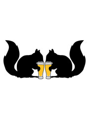 party team crew freunde 2 durst bier trinken lecker alkohol saufen betrunken oktoberfest glas eichhörnchen nagetier süß niedlich sitzend comic cartoon design grauhörchen clipart