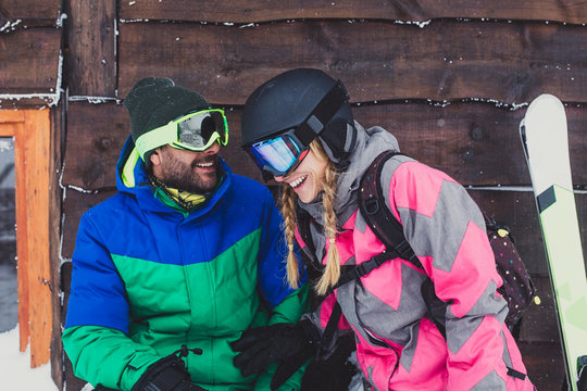 Couple Enjoying Skiing Vacation