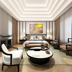 3d render of luxury hotel bedroom