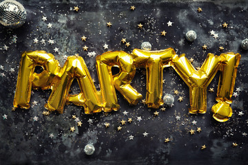 Party balloons and confetti