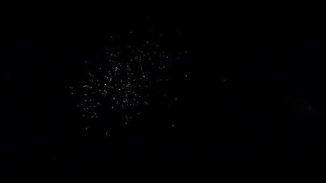 Semicircle of purple, red, white firework element on black background.