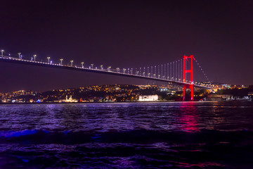 Fototapeta na wymiar istanbul at night bridge view