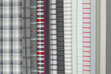 Set different texture cotton colored fabric. Background abstraction of factory textile material