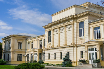 Fototapeta na wymiar The Romanian Academy (Academia Romana) building, the highest scientific authority in the country, Bucharest, Romania