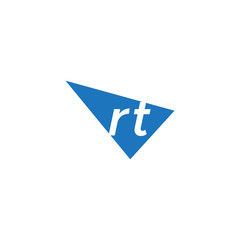 initial two letter rt negative space triangle logo