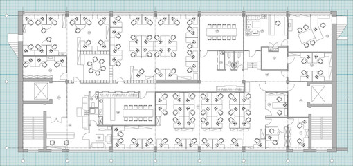 Standard office furniture symbols set used in architecture plans, office planning icon set, graphic design elements. Office room - top view plans. Vector isolated.