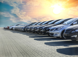 Cars For Sale Stock Lot Row.