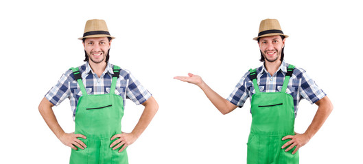 Male gardener isolated on white 