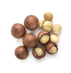 macadamia nuts on white background