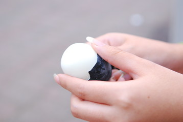 The boiled black eggs is a local specialty food in Hakone, where the eggs are boiled in the sulfur...