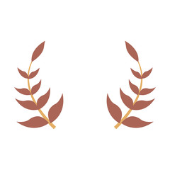 brown branches foliage on white background