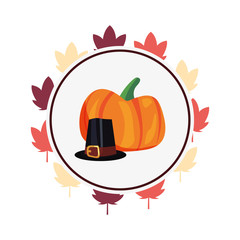 pumpkin and thanksgiving hat leaves label