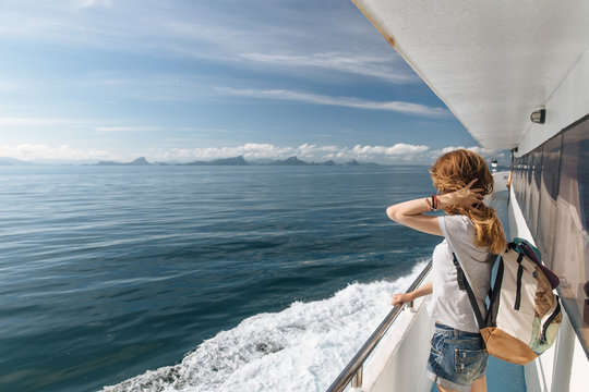 Woman traveling by ferry