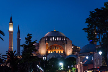 Hagia Sophia at night in istanbul