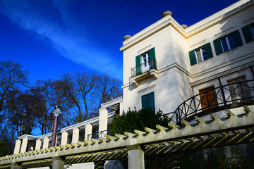 House on the grounds of the Glienicke Palace on the Havel River in Berlin, Germany