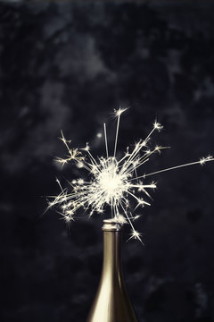 Champagne bottle with sparkler