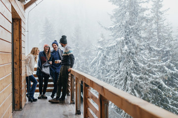 Friends Enjoying Skiing Vacation