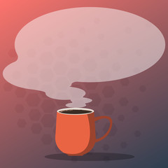 Design business concept Empty template copy space text for Ad website isolated. Mug Vector Cup of Hot Coffee with Blank Color Speech Bubble as Steam icon