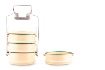tiffin box or food container for food packaging on white background thailand kitchenware object isolated
