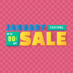 Sale banner January festival template design. Vector