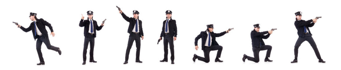 Police officer isolated on white