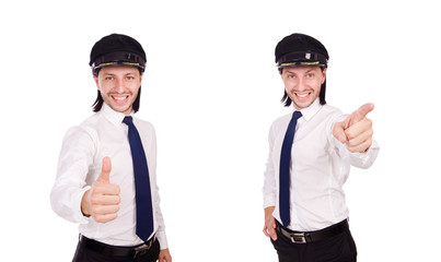 Funny pilot isolated on white