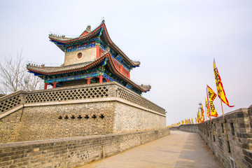 Chinese traditional wall and fortress ruins KUIXINGLOU  TIANKAIWENYUN，SHANDONG QINGZHOU
