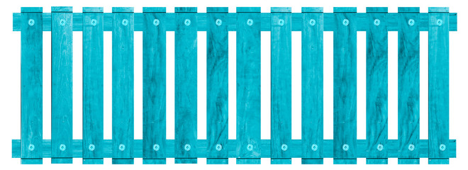 blue wooden fence isolated on white background. with clipping path.